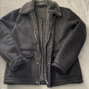 Zara Men's Dark Gray Shearling Jacket